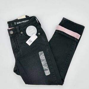 GAP Girls Fleece-Lined Girlfriend Jeans | Black Denim | Size 7 | NWT Cozy Lined